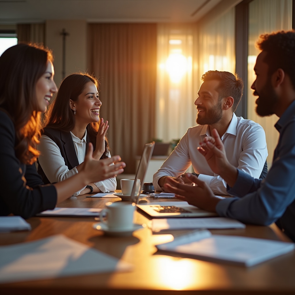 Engaged leadership team in productive discussion